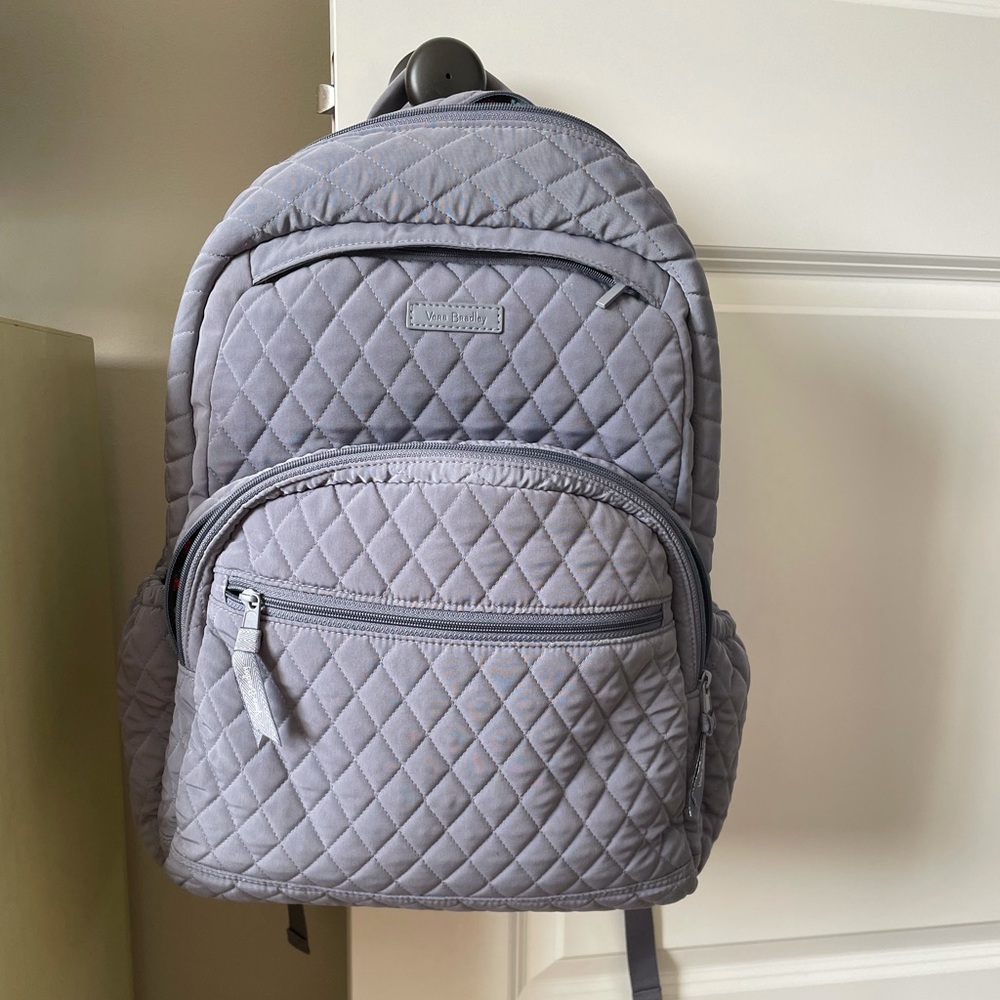 Grey quilted backpack